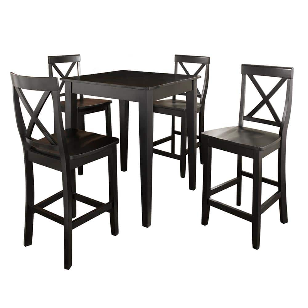 5 piece pub table set black