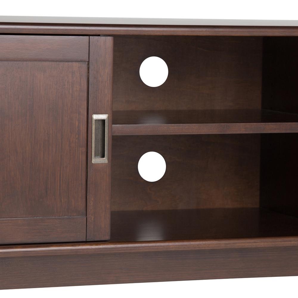 Medium Auburn Brown Rubberwood TV Cabinet with Shelves