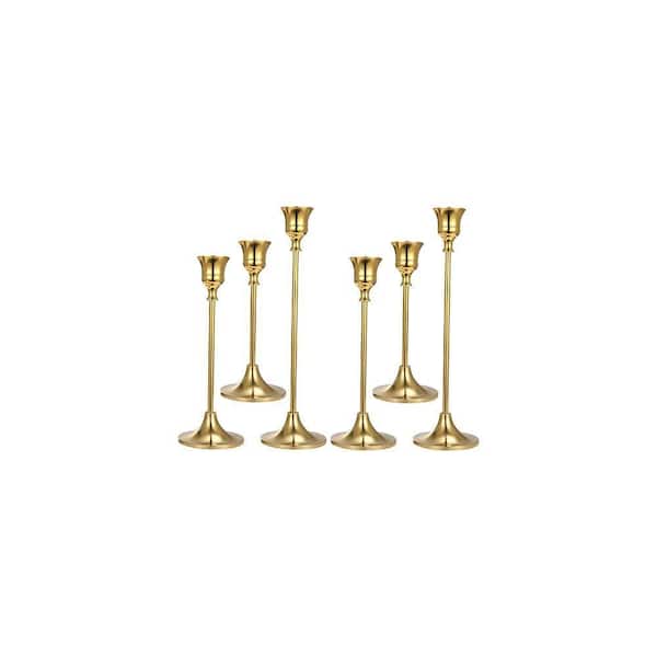 Set of 6 Gold Taper Candle Holders Decorative Candlestick Holder, Metal ...