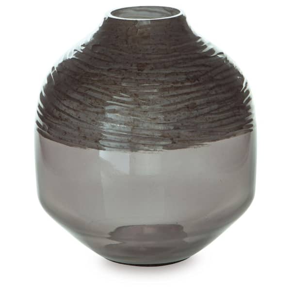 Signature DESIGN BY ASHLEY Harpwick 8 in. Gray Glass Bud Decorative Vase