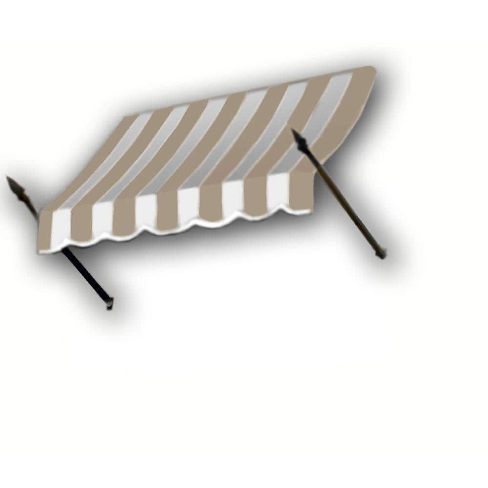 4.38 ft. New Orleans Fixed Awning 52.5 in. W x 24 in. H x 16 in. D Acrylic Fabric in Linen/White Stripe price history on PriceWatchPro