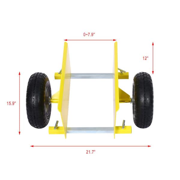 Yellow Panel Dolly Lumber Transfer with Pneumatic Wheels and 600 lbs. Load Capacity