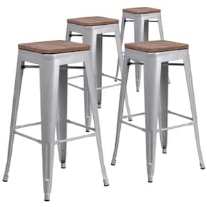 30 in. Silver Bar Stool - 4 pack