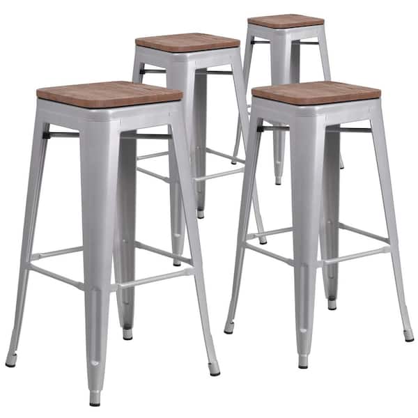 Carnegy Avenue 30 in. Silver Bar Stool - 4 pack