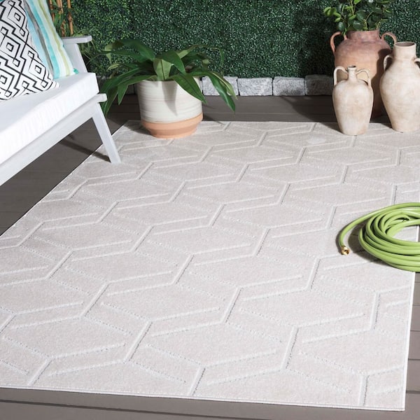 Stella Ivory 4 ft. x 6 ft. Geometric High-Low Indoor/Outdoor Area Rug