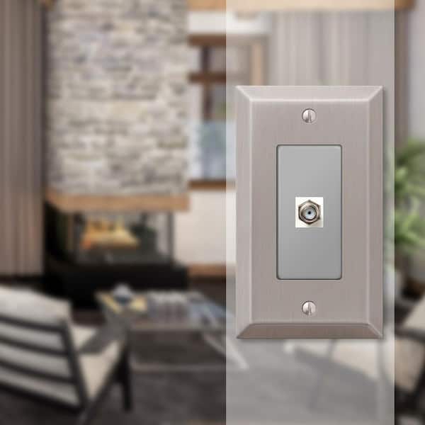 Metallic 1 Gang Coax Steel Wall Plate - Brushed Nickel