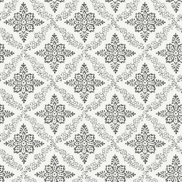 Chesapeake Wynonna Black Geometric Floral Black Wallpaper Sample