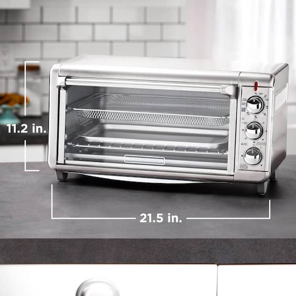 BLACK+DECKER 8-Slice Stainless Steel/Black Convection Countertop Toaster Oven 