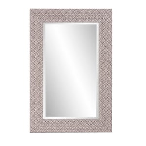 35.25 in. x 25.25 in. Art Deco Rectangular Framed Polystyrene Gray Wall Mirror