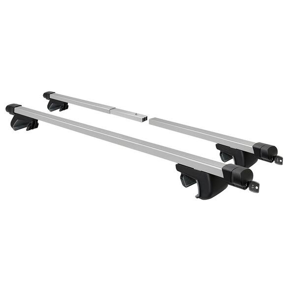 Pair 120cm Adjustable Roof Rail Aluminum Cross Bar+Cargo Box Carrier w/Lock+Keys Grey 
