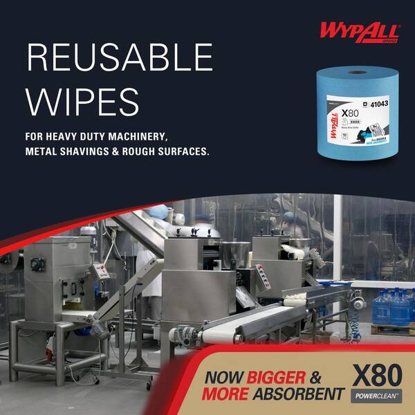 WYPALL PowerClean X80 Heavy Duty Cloths, Jumbo Roll, Extended Use