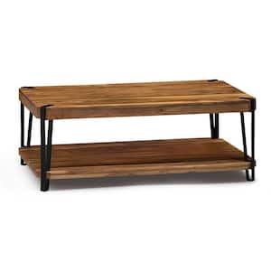 Ryegate 43 in. Natural Rectangle Solid Wood Top Coffee Table with Shelf