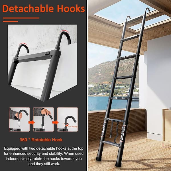 20 ft. Aluminum Telescoping Ladder with Detachable Hooks, EN131