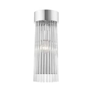 Worthington 6 in. 1-Light Polished Chrome Wall Sconce with Clear Crystal Rods