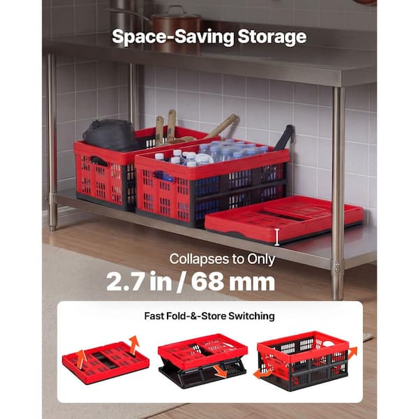 SKYSHALO Plastic Collapsible Storage Bins, 8 Gal. Capacity, 3