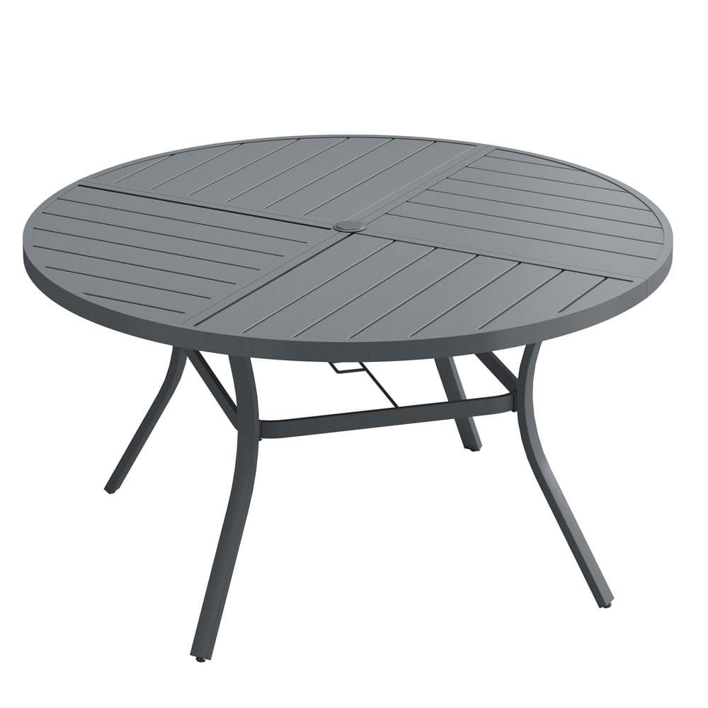 53.1 in. Grey Round Outdoor Metal Patio Dining Table for 8, All-Weather Lawn Garden Table price history on PriceWatchPro