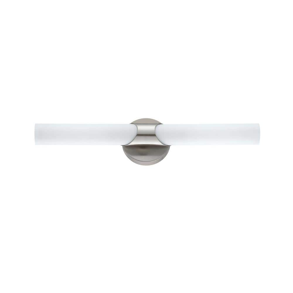 Alina 4.75 in. 2-Light Satin Nickel, White Vanity Light with White Glass Shade -  Kendal Lighting, VF3800-2L-SN