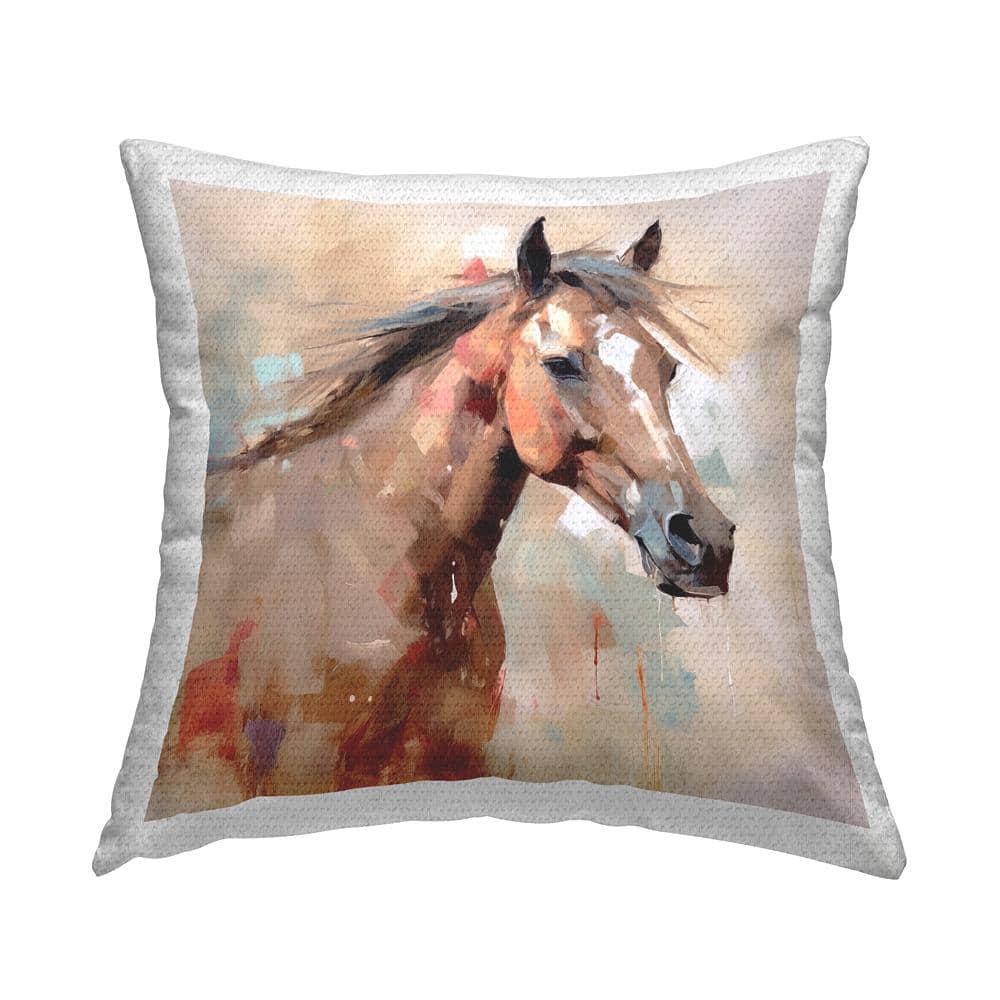 Abstract Brown Horse Outdoor Square Throw Pillow
