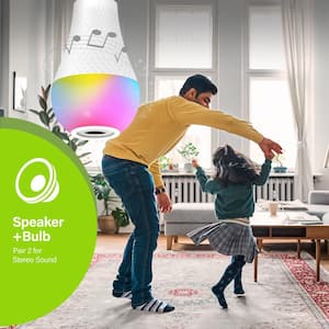 60-Watt Equivalent Smart A21 Bluetooth Speaker Color Selectable RGBW E26 Medium Base LED Light Bulb Powered by Hubspace