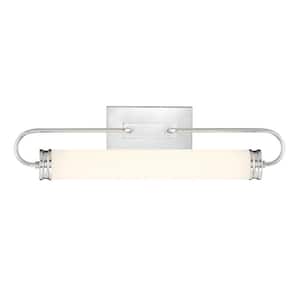 Tellie 25.25 in. Chrome Integrated LED Vanity Light Bar with White Glass Shade