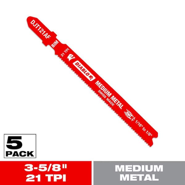 3-5/8 in. x 21 TPI Medium Metal Bi-Metal Jigsaw Blade (5-Pack)