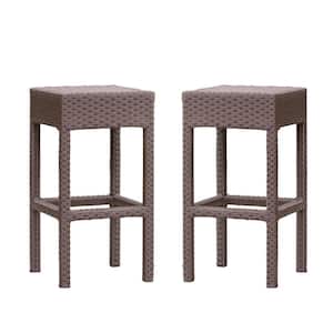 Yvonne Backless Faux Rattan Outdoor Bar Stool (2-Pack)