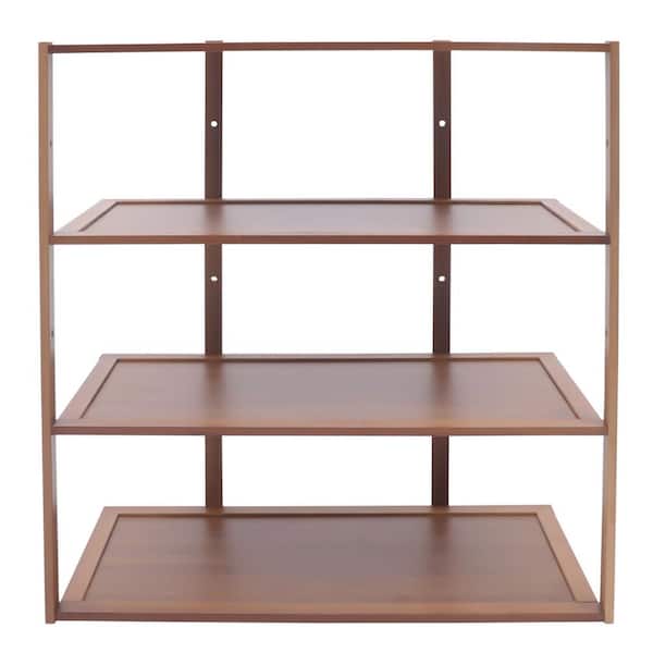 YIYIBYUS 21.65 in. H 6-Pair 4-Tire Bamboo Shoe Rack