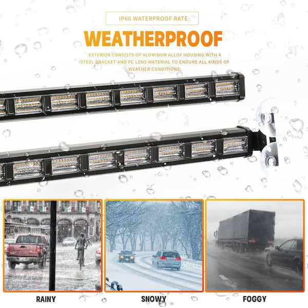 162-LED Emergency Strobe Light Bar Adjustable Hazard Flashing Warning Visor Lamp for Vehicle Safety(Amber/White）