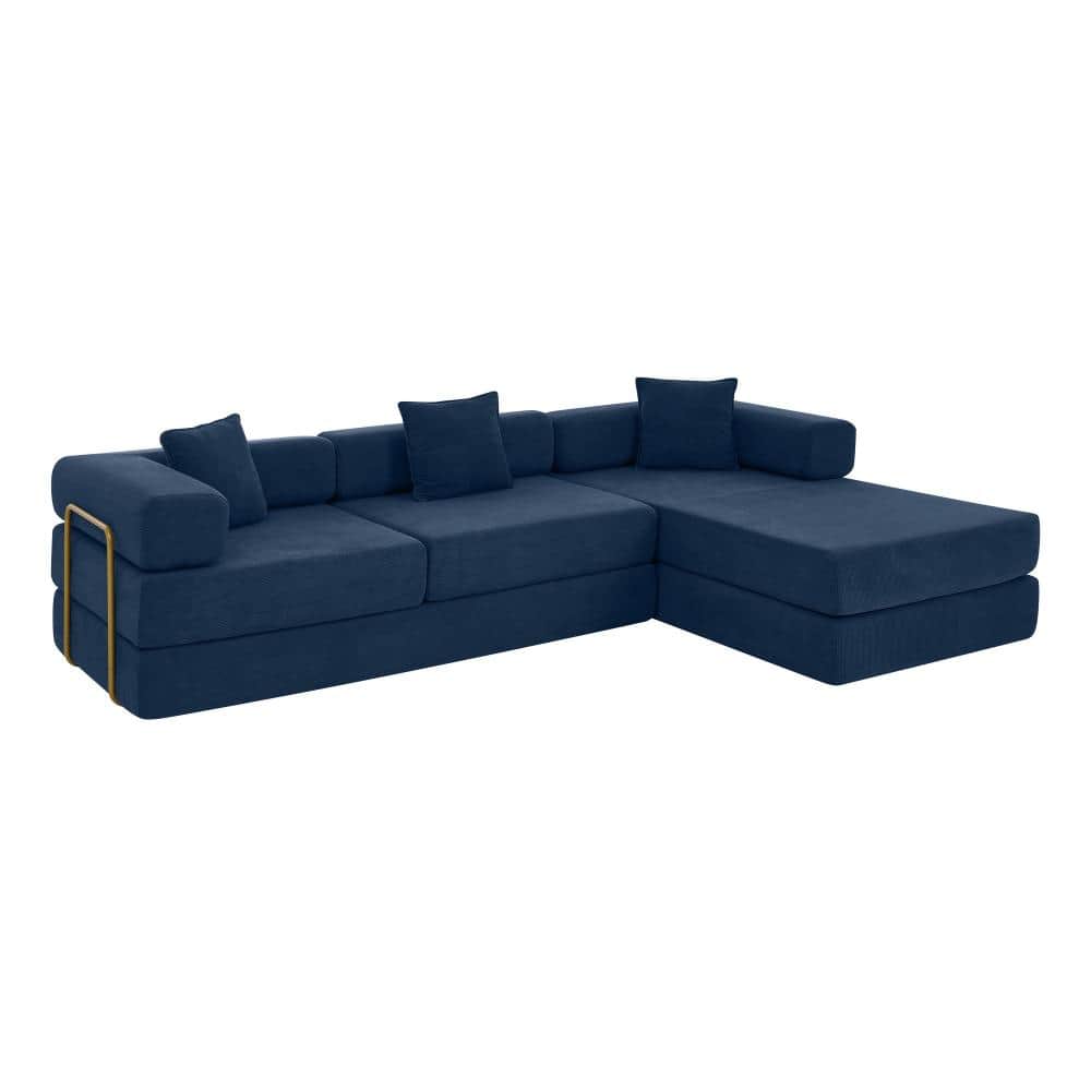Modular 108 in. L-Shape Sectional Sofa with Chaise Blue Corduroy No Assembly Required durable construction price history on PriceWatchPro