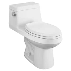 Colony 1-Piece 1.28 GPF Single Flush Elongated Toilet in White Seat Included