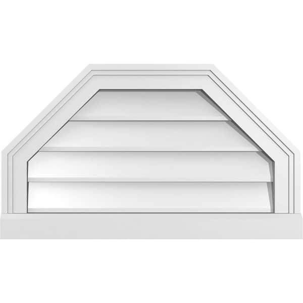 Ekena Millwork 24" x 14" Octagonal Top Surface Mount PVC Gable Vent: Non-Functional with Brickmould Sill Frame