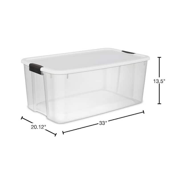 8 Pack Sterilite Lidded 56 qt Clear Bin Home Storage Box Totes Container White