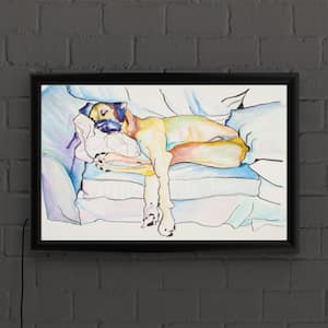 "Sleeping Beauty" by Pat Saunders-White Framed with LED Light Animal Wall Art 16 in. x 24 in.