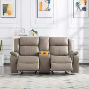 Gray Polyester Fabric 3-Seats Manual Recliners Sofa Chair Adjustable with Thick Seat and Backrest