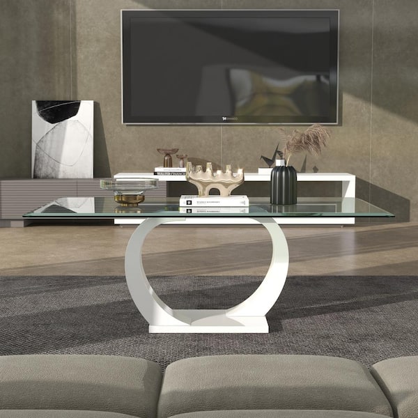 Furniture of America Tri Contemporary Glass Top Console Table in White and  Gray