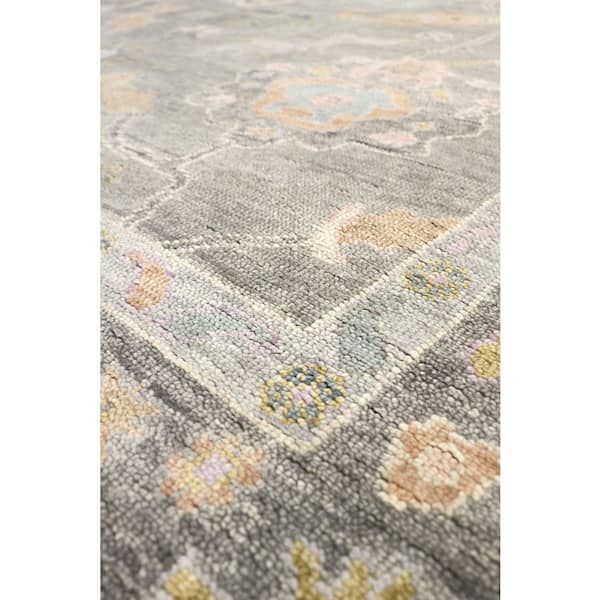 Oushak Silver/Grey 8 ft. x 10 ft. Floral Wool Area Rug