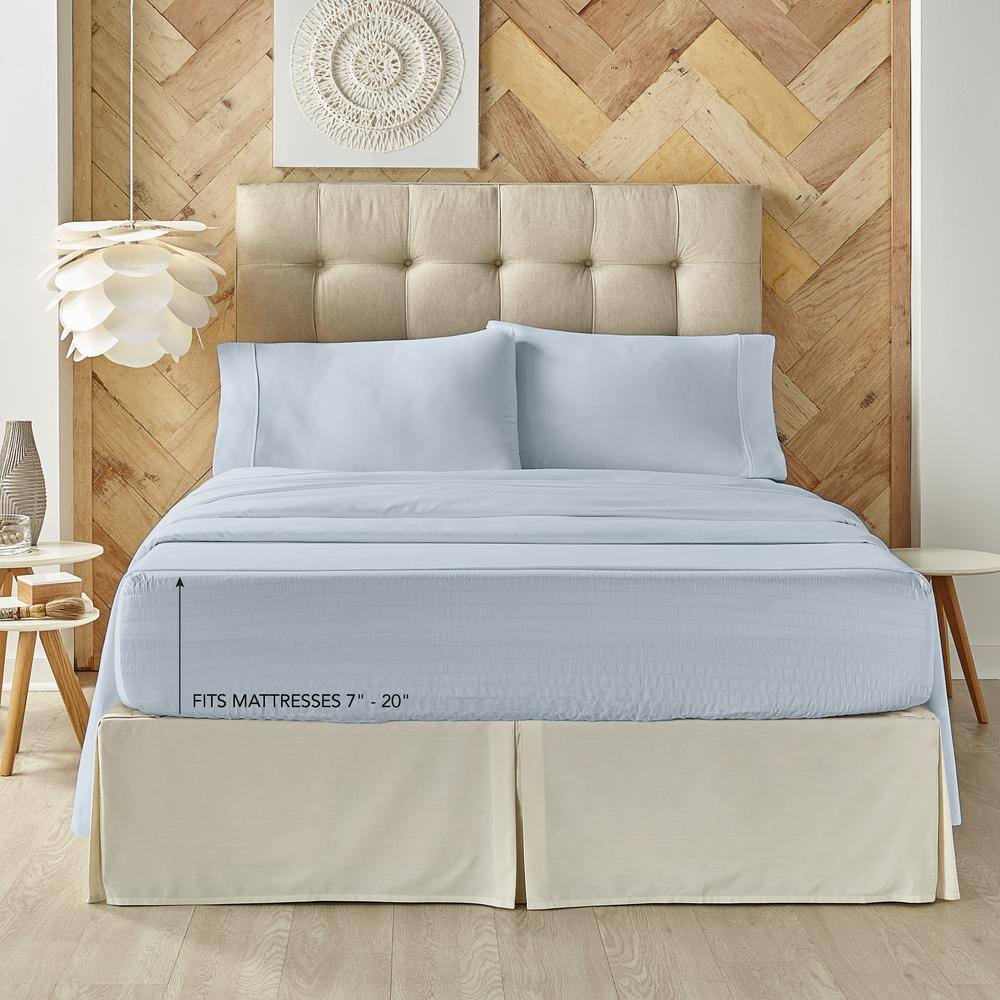 Light Blue Queen Microfiber Cotton Bedding Set