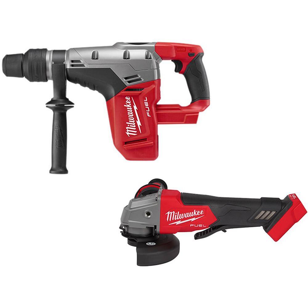 Milwaukee M18 FUEL 18V Lithium-Ion Brushless Cordless 1-9/16 in. SDS-Max Rotary  Hammer with 4-1/2 in./5 in. Grinder 2717-20-2880-20 The Home Depot