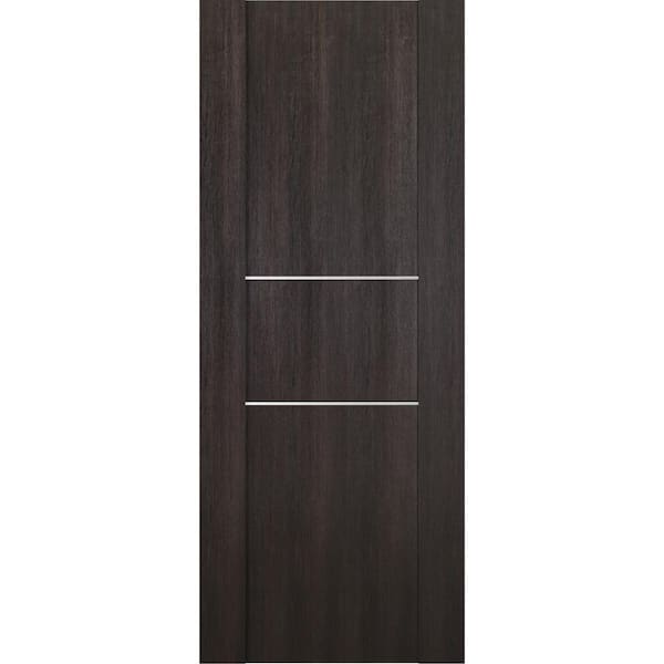 Belldinni Vona 01 2H 18 in. W x 80 in. H x 1-3/4 in. D 1-Panel Solid Core Dark Urban Prefinished Wood Interior Door Slab, Dark Gray/Dark Urban