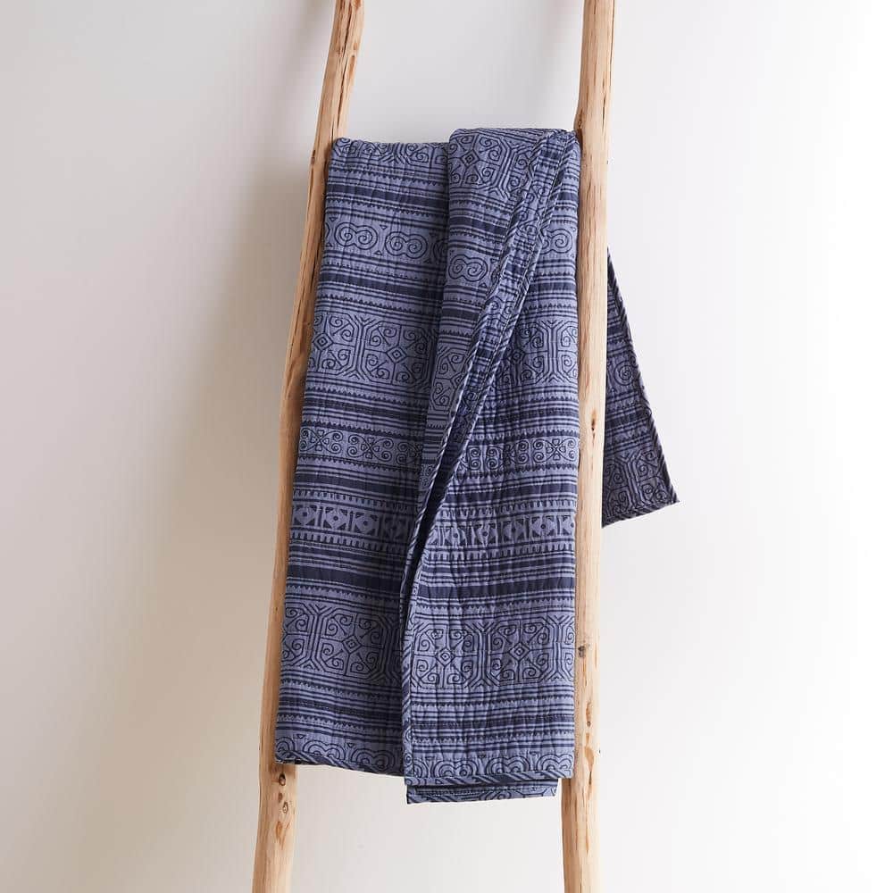 Tolteca Indigo Cotton Quilted Throw Blanket 50x60