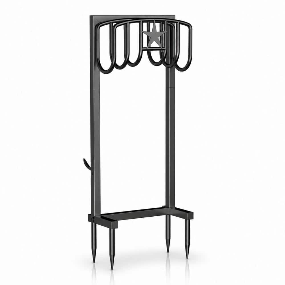 Heavy Duty Freestanding Metal Garden Hose Holder Stand with 4-Spike Base, Holds 150 ft Hose, Black Finish price history on PriceWatchPro