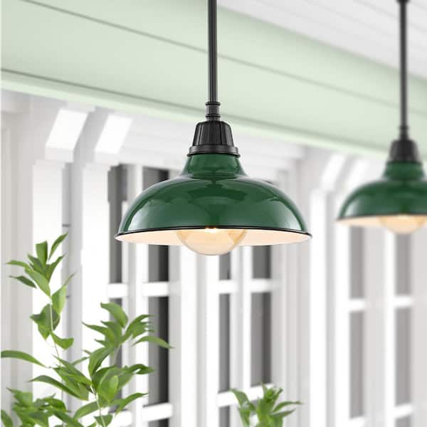 JONATHAN Y Stanley 12.25 in. Green 1-Light Farmhouse Industrial  Indoor/Outdoor Iron LED Gooseneck Arm Outdoor Sconce JYL7614F - The Home  Depot