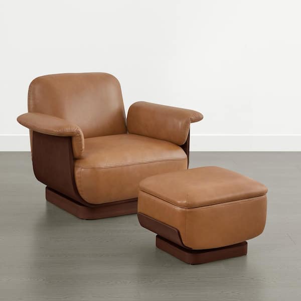 Spruce & Spring Collins Saddle Genuine Leather 360°Swivel Accent