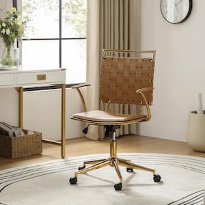 Eliseo Camel Modern Weaving Back Office Chair with Tilting and Padded Armrests