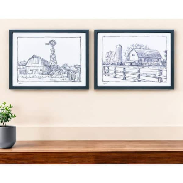 HomeRoots 15.75 in. x 12 in. Black, White and Wall Art 2-Piece