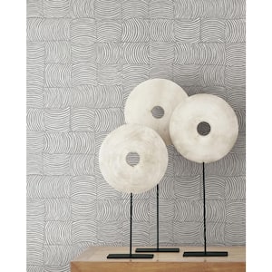 Fog Grey Organic Squares Vinyl Peel and Stick Wallpaper Roll (Covers 31.35 sq. ft.)