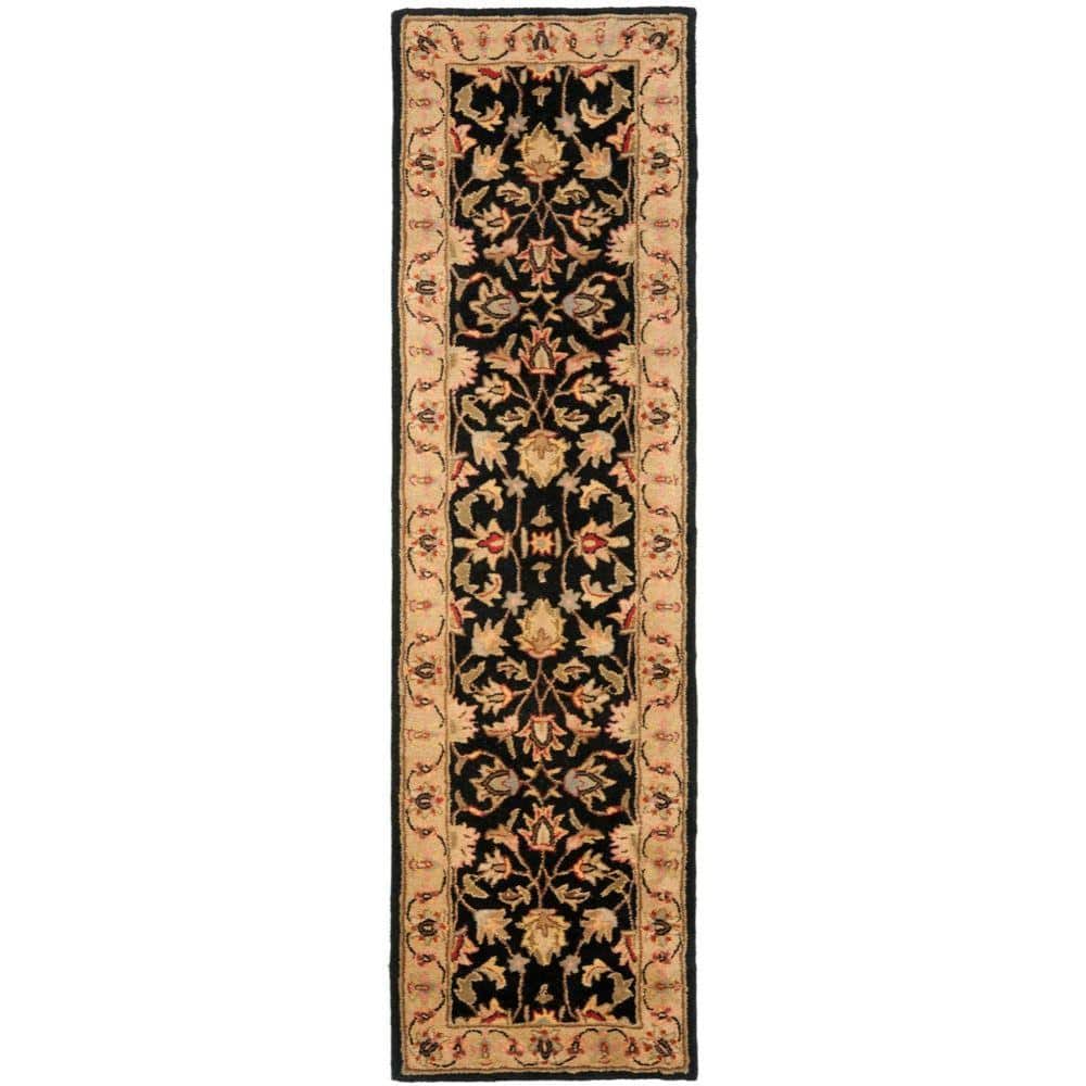 SAFAVIEH Heritage Black/Gold 2 ft. x 20 ft. Border Runner Rug HG957A ...