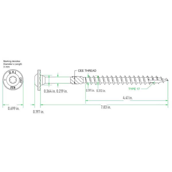 GRK RSS RUGGED STRUCTURAL 5/16"X3-1/8" SCREW 100CT RSS516318HP