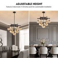WDETR 11-Light Dimmable Sputnik Black Modern Bubble Cluster Molecular Chandelier with Shades for Living Room Kitchen Island SPM-011BB-11A