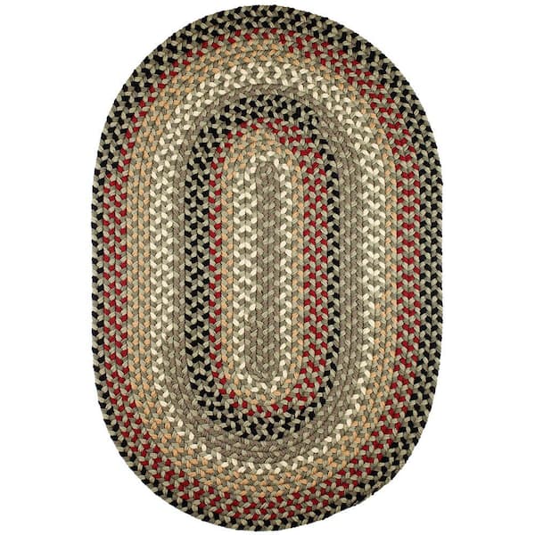 Country Medley Forest Green 4 ft. x 6 ft. Oval Indoor/Outdoor Braided Area Rug